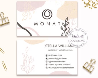 Monat Business Cards Editable, Beauty Business Card Template, Printable Monat Business Card, Social Icons Included, Instant Download.DTP-025