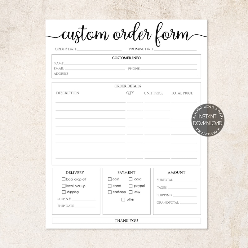 Etsy Business Forms Editable Etsy UK