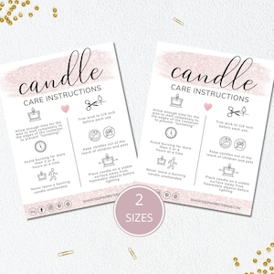 Candle Care Cards Editable Template, Printable Candle Care Instructions, Candle Business Inserts, Candle Order Insert, 100% Editable.DTP-020