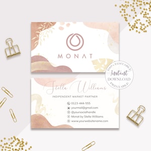 Cartões de visita Monat editáveis, cartões de visita de cabelo imprimíveis, modelo de cartão de visita fofo, ícones sociais incluídos, download instantâneo. DTP-025