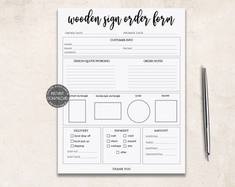 Work Order Form Etsy