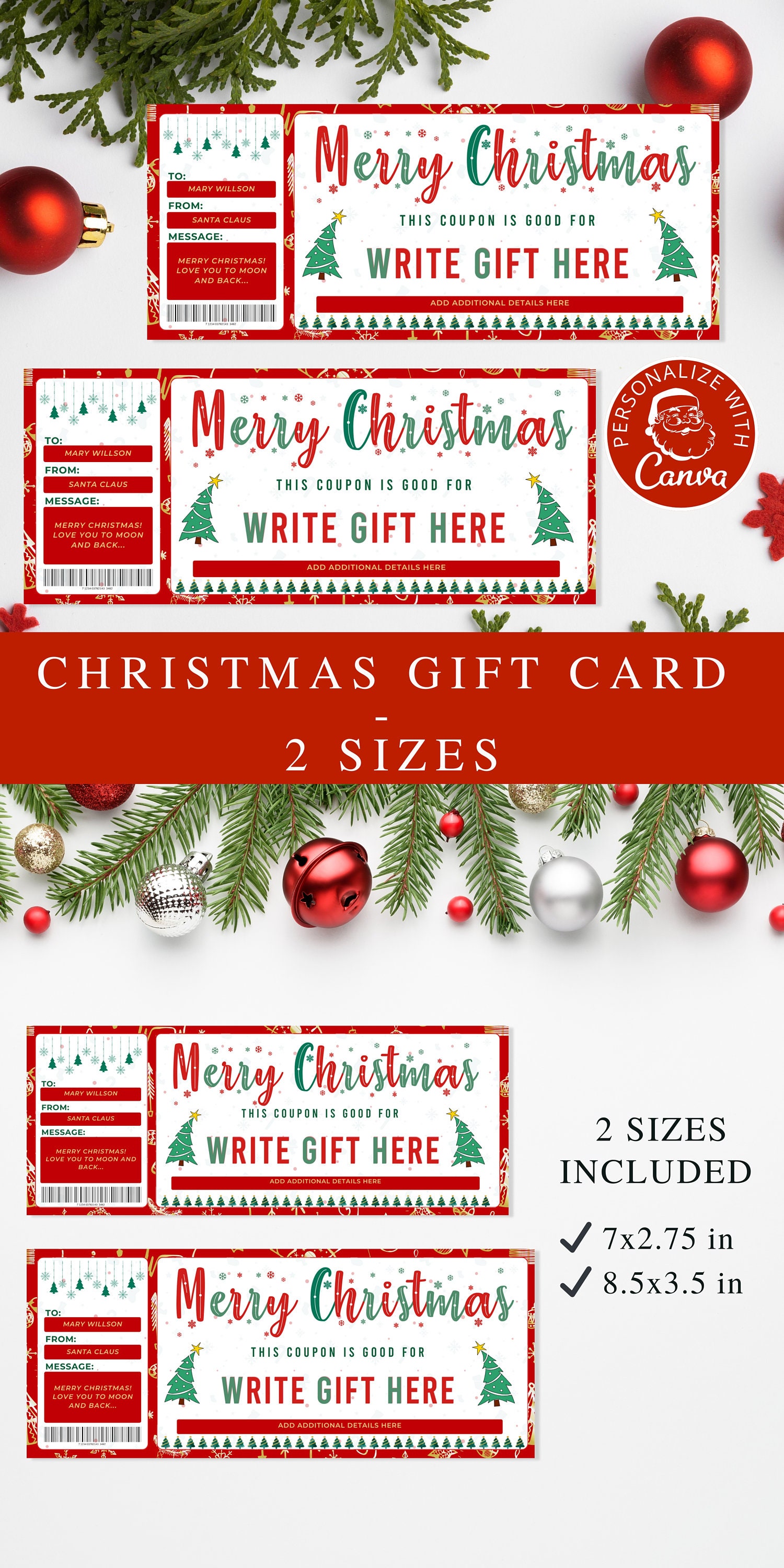 Christmas Coupon Template I Editable Canva Template, Printable Christmas  Gift Certificate, Gift for Her, Christmas Coupons Template 