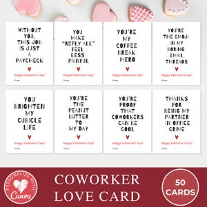 Coworker Valentine Cards - Editable Canva Template, Funny Valentine Cards, Office Valentines, Printable Work Valentines Day Gift Ideas