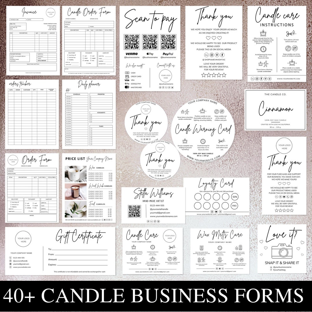 Candle Business Bundle I Editable Canva Template, Invoice Template ...