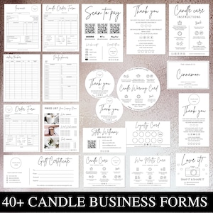 Pacchetto Candle Business I Modello Canva modificabile, Modello di fattura, Modulo d'ordine, Etichette per candele, Scansione per pagare, Istruzioni per la cura I Listino prezzi