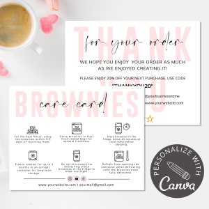 Brownies Care Card Template I Canva Template I Cookie Thank You Cards I ...