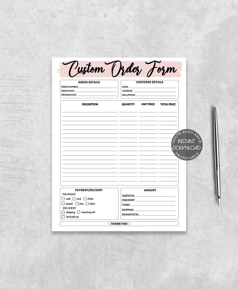ORDER FORM Template Crafters Order Form Etsy Shop Craft | Etsy