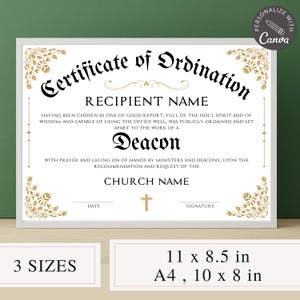 ministry certificate, minister certificate, religious printables, deacon certificate, canva template, certificate, license certificate, church membership, church templates, church form template, pastor certificate, minister form, of ordination