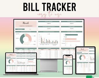 Bill Tracker Google Spreadsheets | Tracker voor maandelijkse factuurbetalingen | Organisator persoonlijke financiën