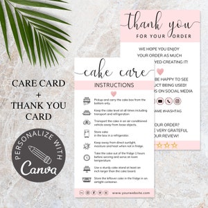 Instructions d'entretien du gâteau Modèle modifiable I Canva, Carte d'entretien pour gâteau de mariage, Guide d'entretien du gâteau modifiable, Instructions pour le gâteau, Cartes de remerciement