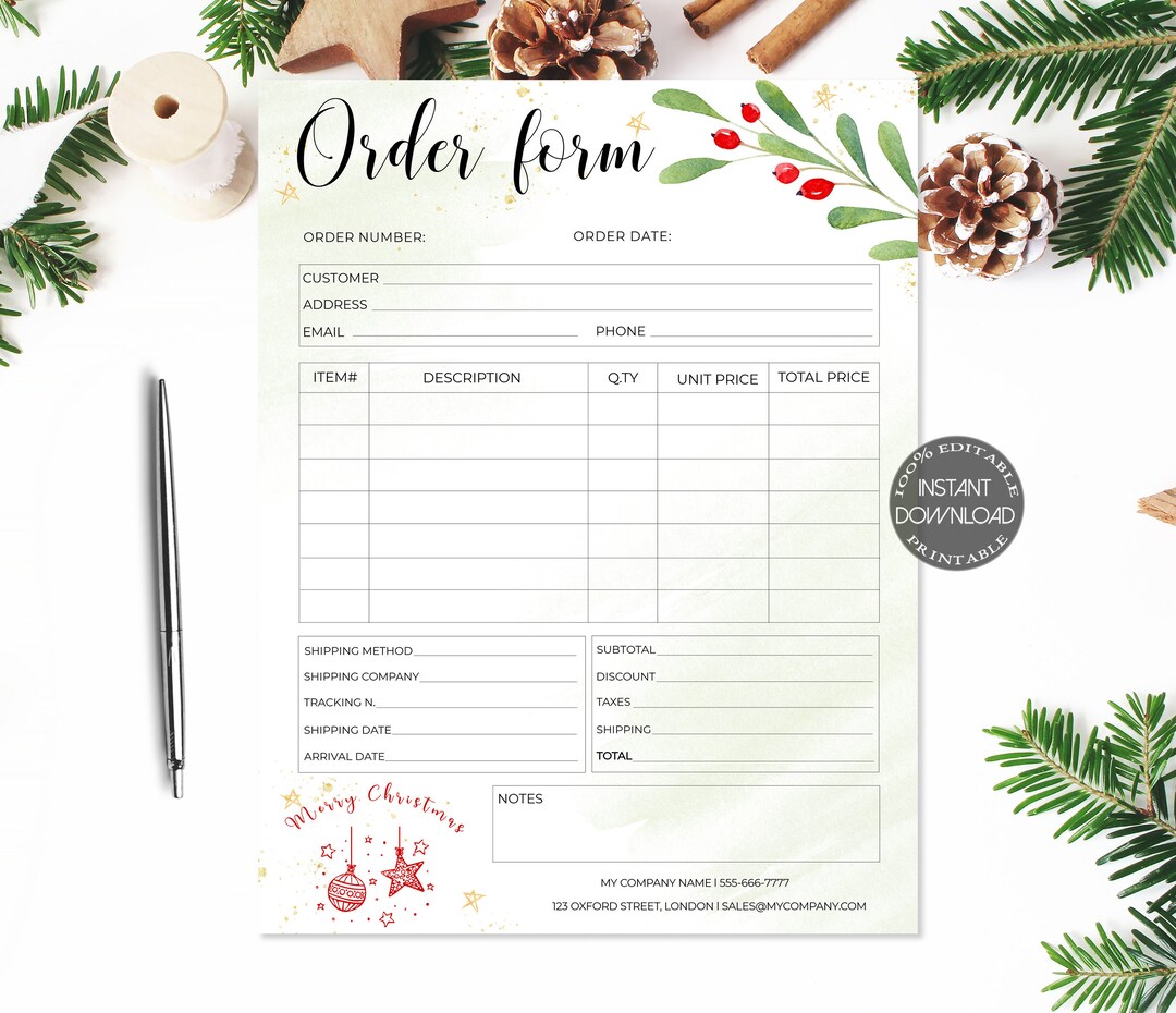 Order Form Template, Craft Order Form Editable, Invoice Template Printable, Small Business Forms ...