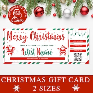 Weihnachtskonzertkarte I bearbeitbare Canva-Vorlage, personalisiertes Geschenk für Sie, Weihnachtsgutscheine, Weihnachtsveranstaltungskarte, Stocking Stuffers