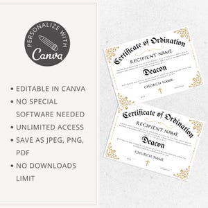 ministry certificate, minister certificate, religious printables, deacon certificate, canva template, certificate, license certificate, church membership, church templates, church form template, pastor certificate, minister form, of ordination