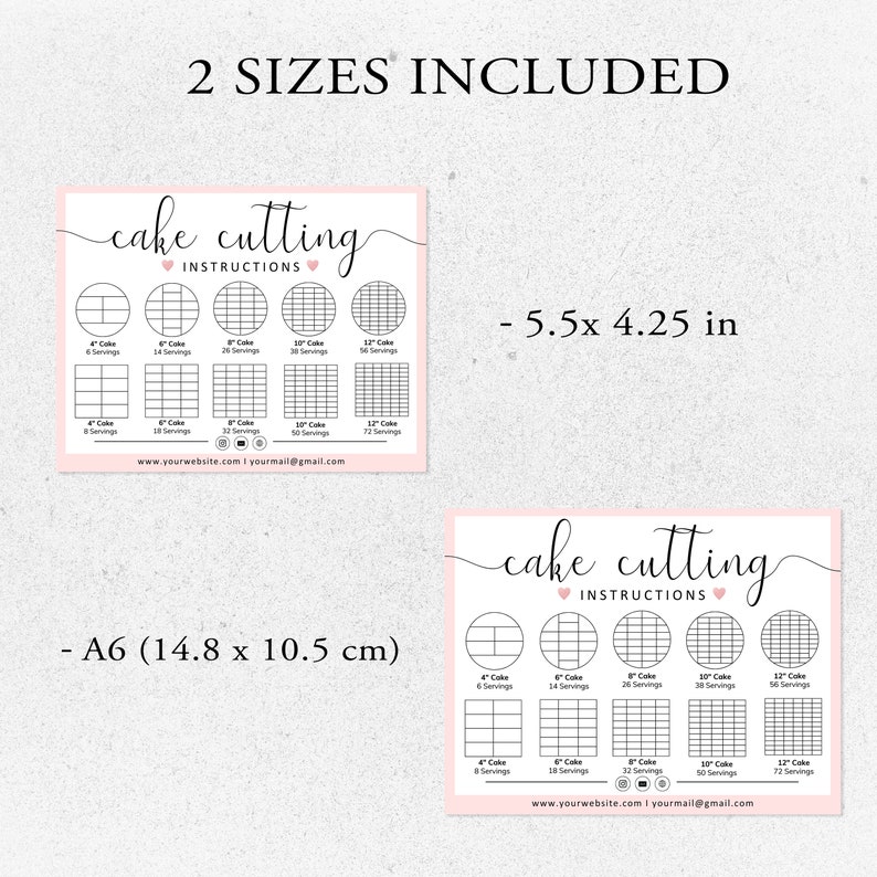 Cake Care Card I Editable Canva Template I Cake Cutting Guide, Care ...