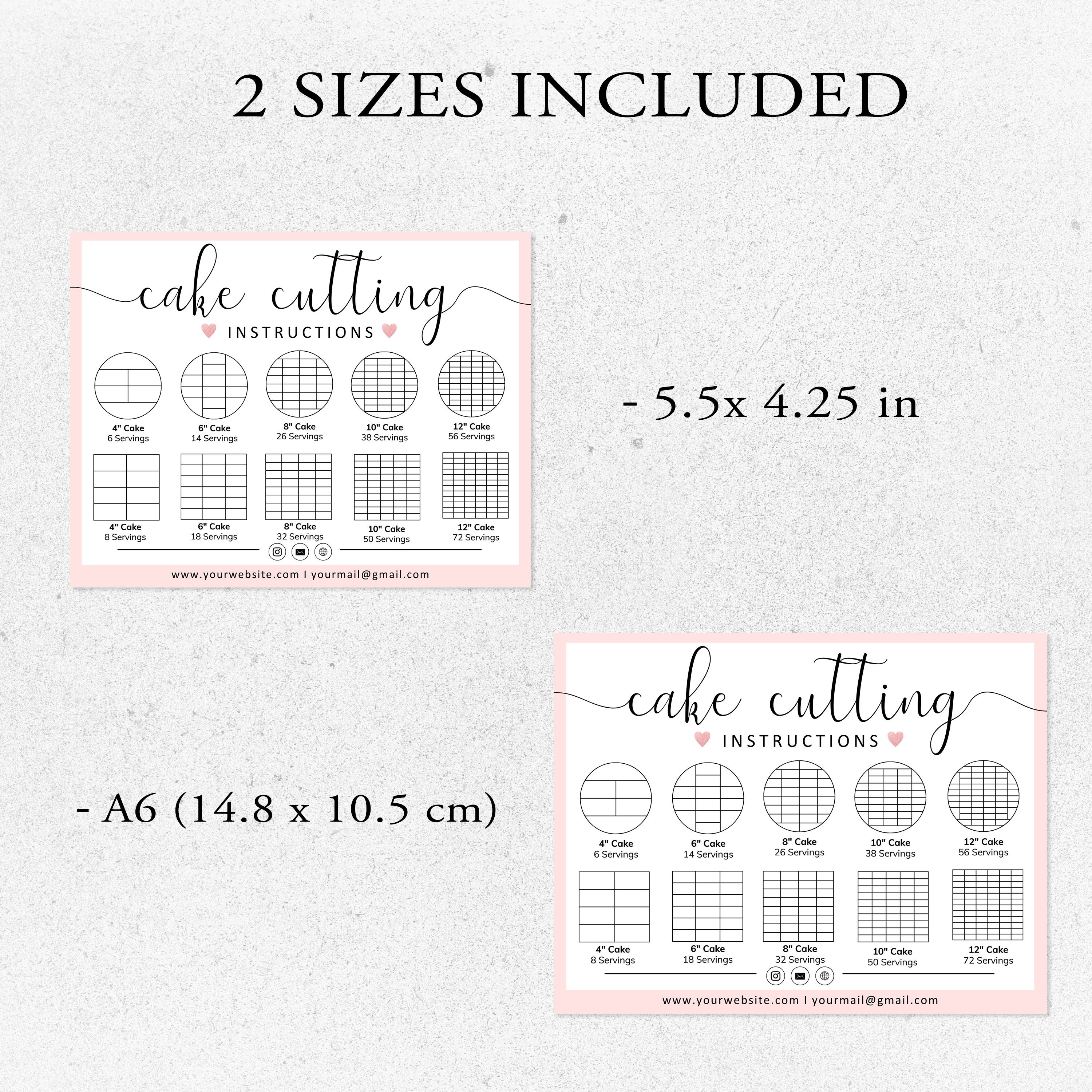 Cake Care Card I Editable Canva Template I Cake Cutting Guide, Care ...