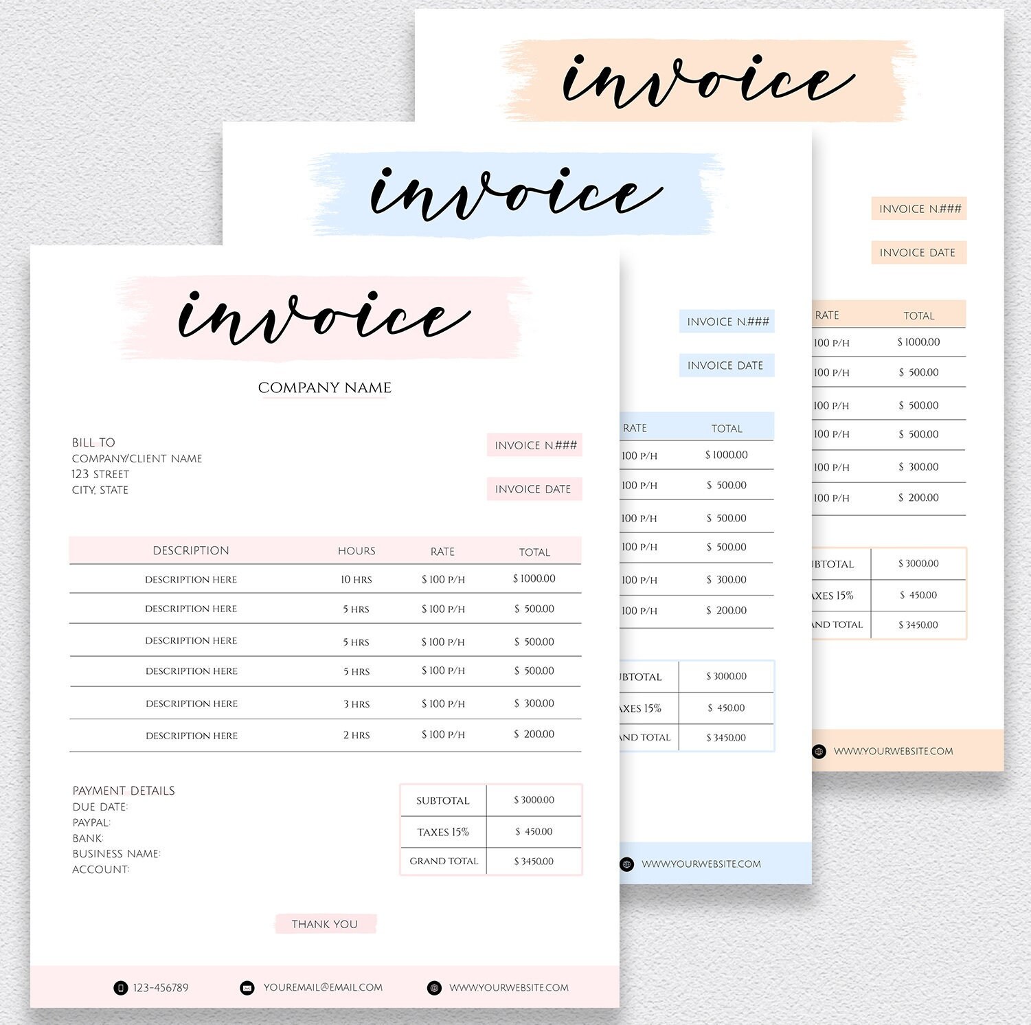 Invoice Template Printable Etsy Shop Business Invoice Etsy