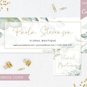 Facebook Cover Template, 2 Floral Canva Design Templates, Facebook Banner for Professional Florist Business. Dtp-033