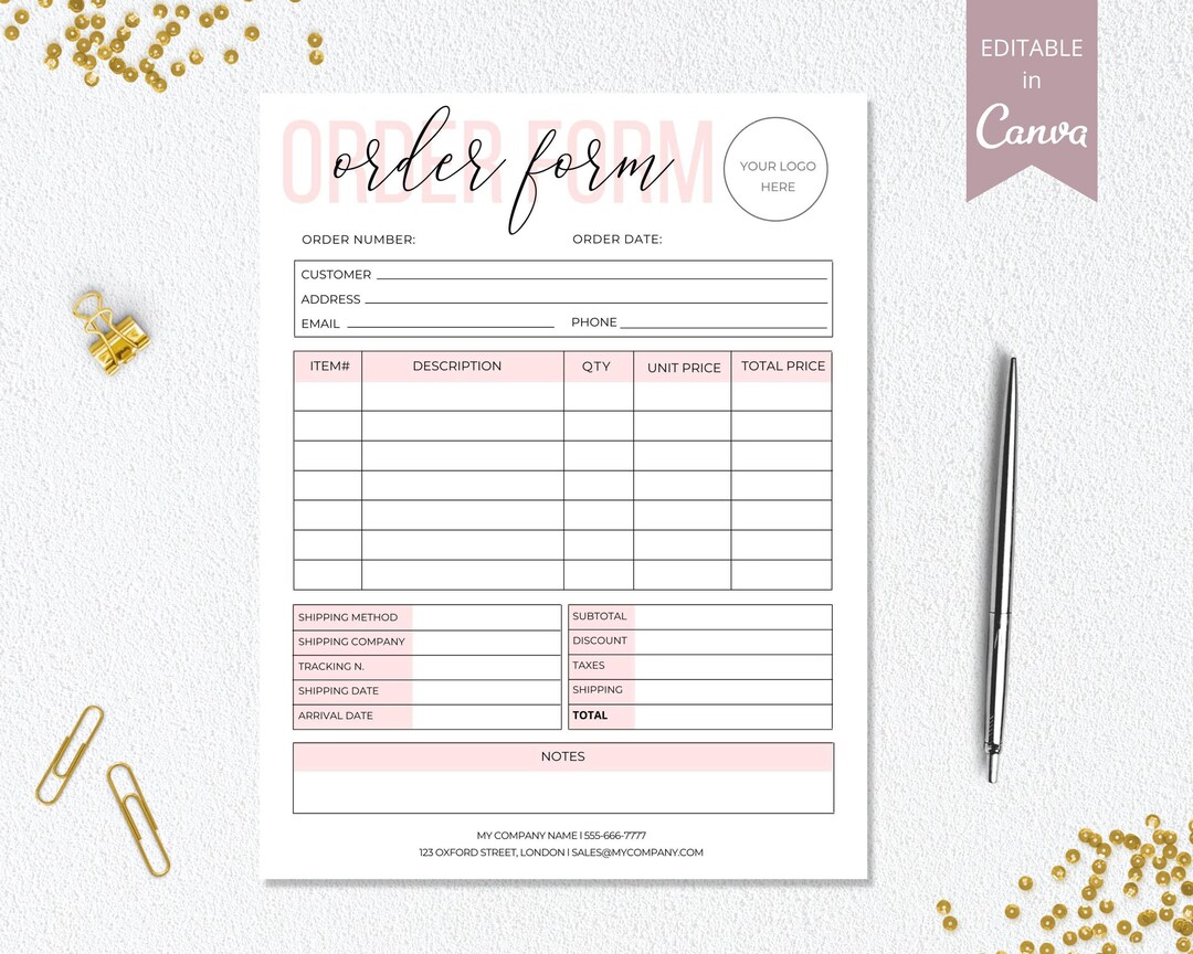 Order Form Editable Crafters Order Form Template Etsy Shop Craft