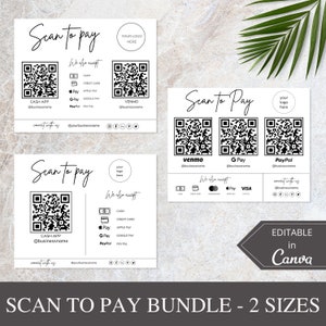QR-codebord I bewerkbare canva-sjabloon, scan-to-pay-bord, CashApp PayPal-bord voor kleine bedrijven, Venmo-betalingsbord, scan-to-pay-bundel