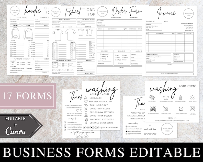 Order Form Template, Canva Editable Business Bundle, Invoice Template ...