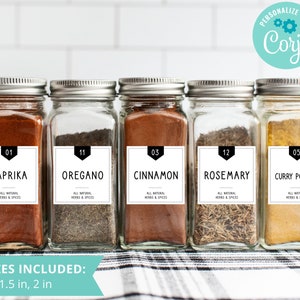 Spice Jars Label Template, Editable Spice Labels, Printable Spice Jar Labels, Spice Organizer Labels For Jars, Fully Editable. DTP-027