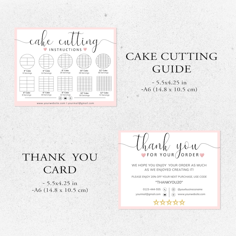 Cake Care Card I Editable Canva Template I Cake Cutting Guide, Care ...