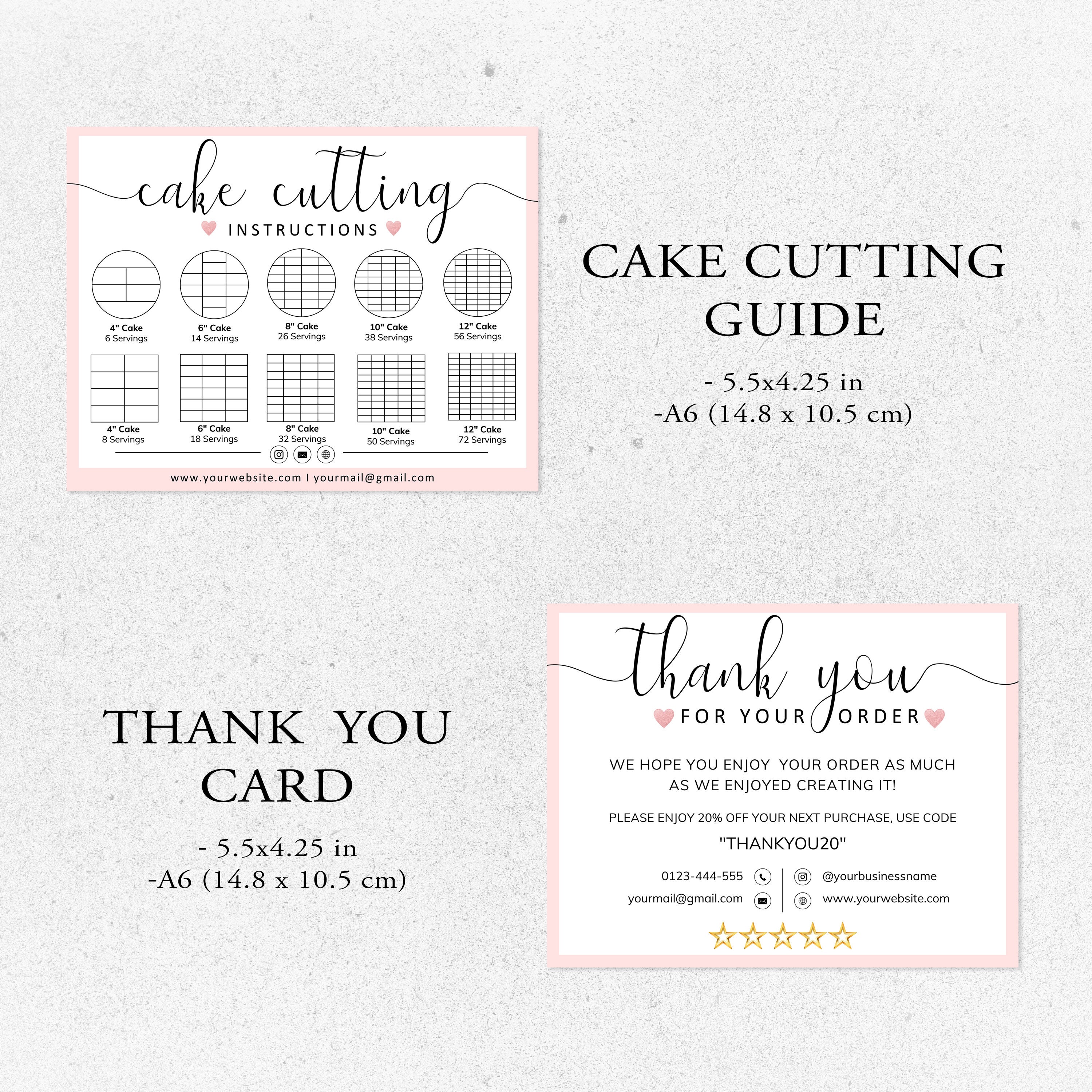 Cake Care Card I Editable Canva Template I Cake Cutting Guide, Care ...