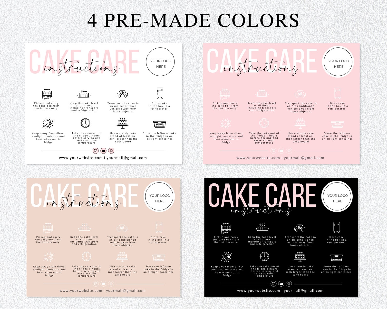 Cake Care Card Template I Canva Template I Cake Thank You Card for ...