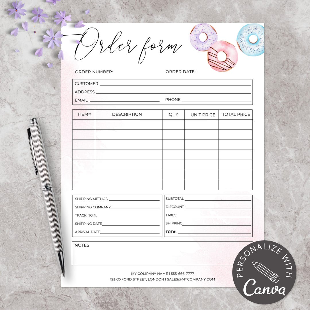 Cake Order Form | Editable Canva Template | Custom Bakery Business ...