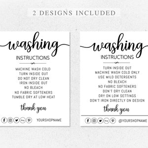 Washing Instructions Care Card, Canva Editable Template, Printable Clothing Packaging Insert, Small Business image 4