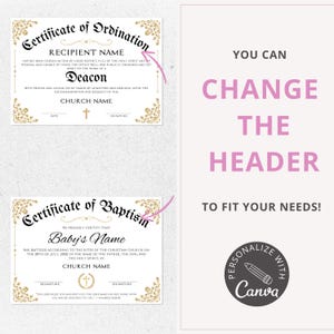 ministry certificate, minister certificate, religious printables, deacon certificate, canva template, certificate, license certificate, church membership, church templates, church form template, pastor certificate, minister form, of ordination