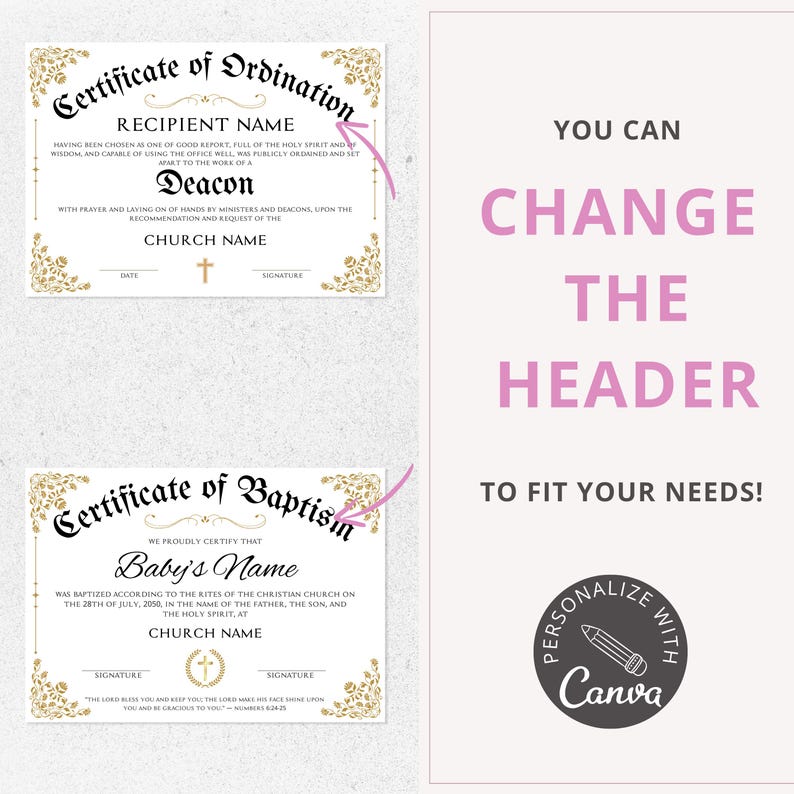 ministry certificate, minister certificate, religious printables, deacon certificate, canva template, certificate, license certificate, church membership, church templates, church form template, pastor certificate, minister form, of ordination