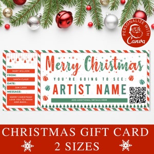 Weihnachtskonzertkarte I bearbeitbare Canva-Vorlage, personalisiertes Geschenk für Sie, Weihnachtsgutscheine, Weihnachtsveranstaltungskarte, Stocking Stuffers