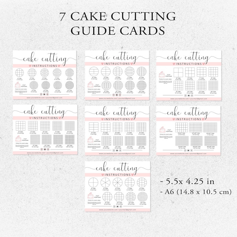 Cake Cutting Guide Card I Editable Canva Template I Cake Care Card ...
