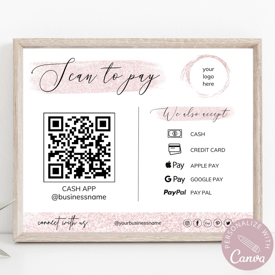 Scan to Pay Card I Editable Canva Template, QR Code Sign, Business Sign ...