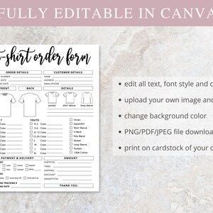 6 Order Forms Bundle I Editable Invoice Order Form I Printable T-shirt ...