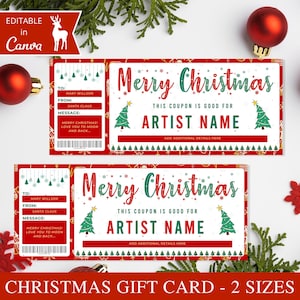 Weihnachtskonzertkarte I bearbeitbare Canva-Vorlage, personalisiertes Geschenk für sie, Weihnachtsgeschenkgutschein, Karte für Weihnachtsveranstaltungen,