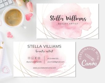 Plantilla de tarjeta de presentación, plantilla editable de Canva, tarjetas de presentación personalizadas para imprimir, tarjetas de presentación para hacer uno mismo, tarjeta de presentación profesional. DTP-025