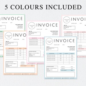 Invoice Editable Template, Printable Order Form Invoice, 5 Premade ...
