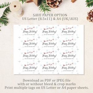 Happy Holidays Tags Template, Editable Christmas Tag, Printable Xmas ...