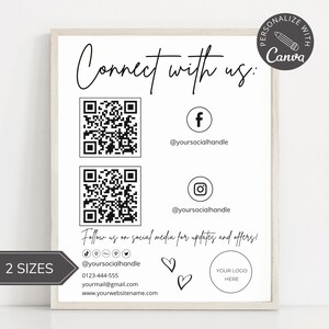 Schließen Sie sich mit uns an I bearbeitbare Canva Vorlage, QR-Code-Zeichen Vorlage, Benutzerdefiniertes Geschäftszeichen, Folgen Sie uns Zeichen, Scan To Pay Zeichen, Social Media