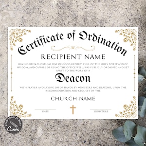 ministry certificate, minister certificate, religious printables, deacon certificate, canva template, certificate, license certificate, church membership, church templates, church form template, pastor certificate, minister form, of ordination
