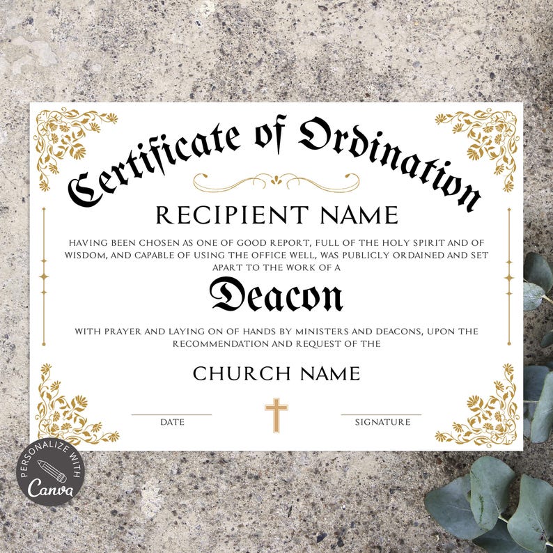 ministry certificate, minister certificate, religious printables, deacon certificate, canva template, certificate, license certificate, church membership, church templates, church form template, pastor certificate, minister form, of ordination