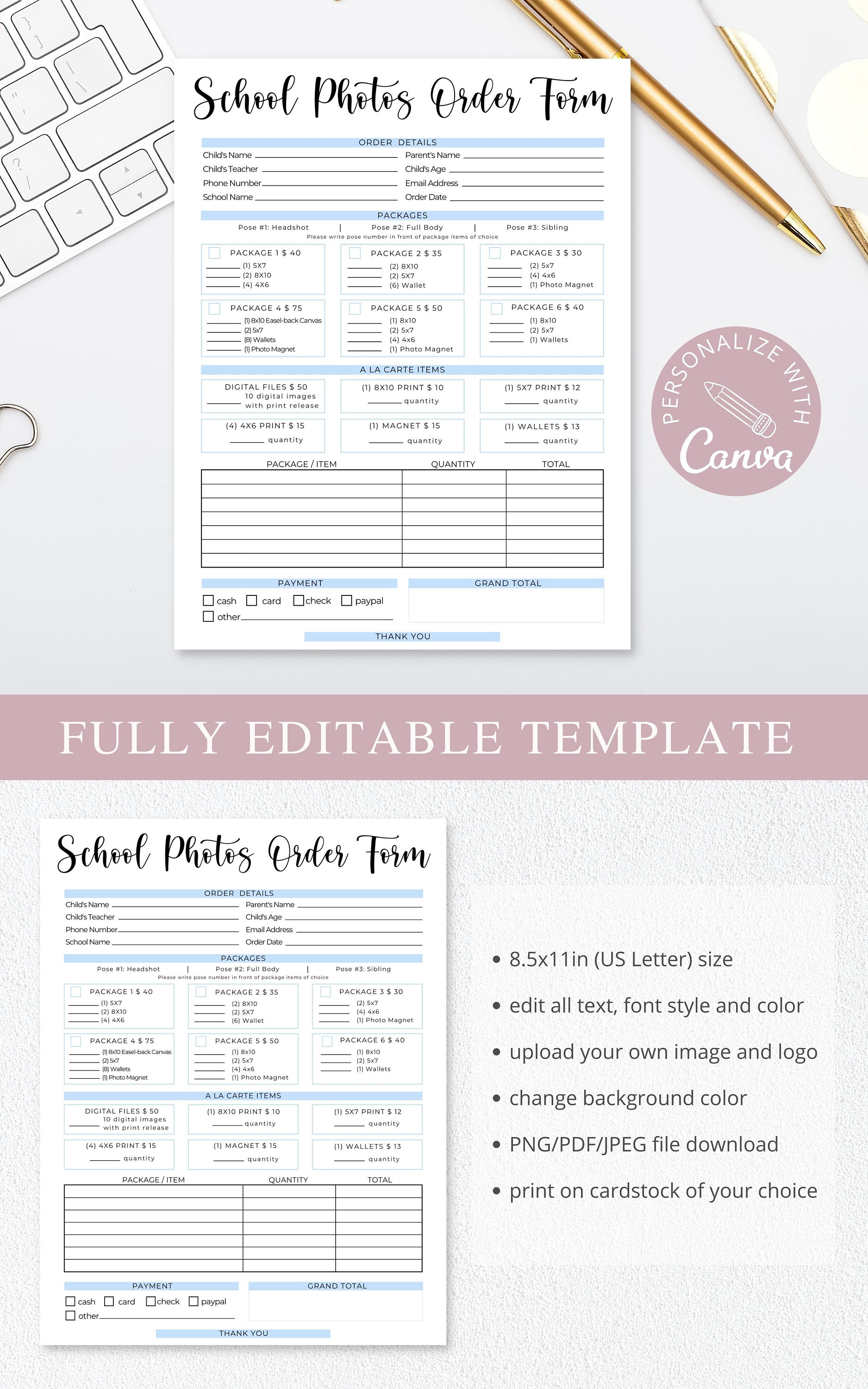 schulfotografie bestellschein vorlage | vorschule fotos druckbare