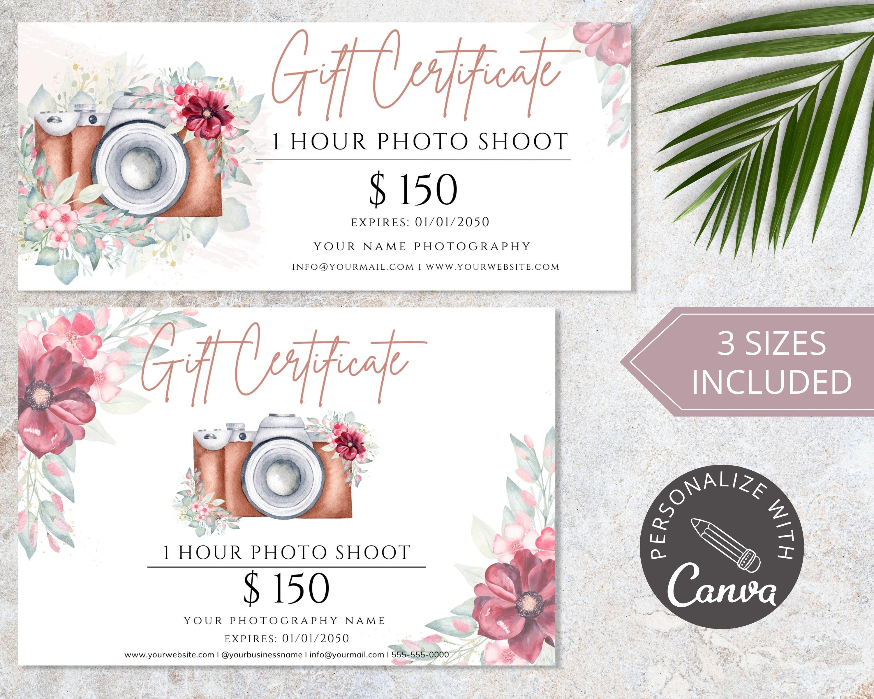 Printable Photography Gift Certificate, Editable Canva Template ...