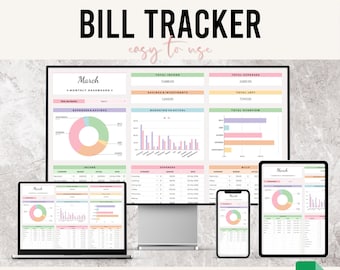 Bill Tracker-spreadsheet | Maandelijkse factuurbetalingstracker met slimme kalender | Budgetsjabloon voor Google Spreadsheets | Organisator persoonlijke financiën
