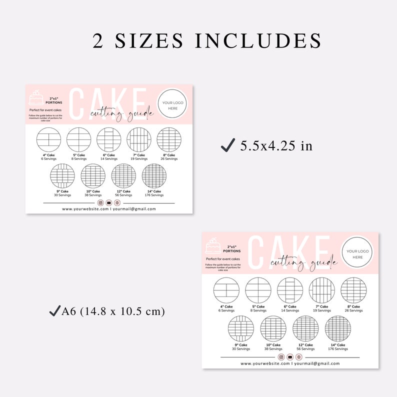 cake care card, instant download, cake cutting guide, care instructions, small business, cake cutting set, canva template, bakery care card, cake care guide, cake portion guide, cake business, thank you cards, editable template