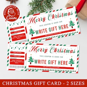 Bearbeitbarer Weihnachtsgeschenkgutschein | Canva Vorlage für personalisierte Geschenke | Road Trip Ticket oder Konzert Coupon für Sie und Ihn