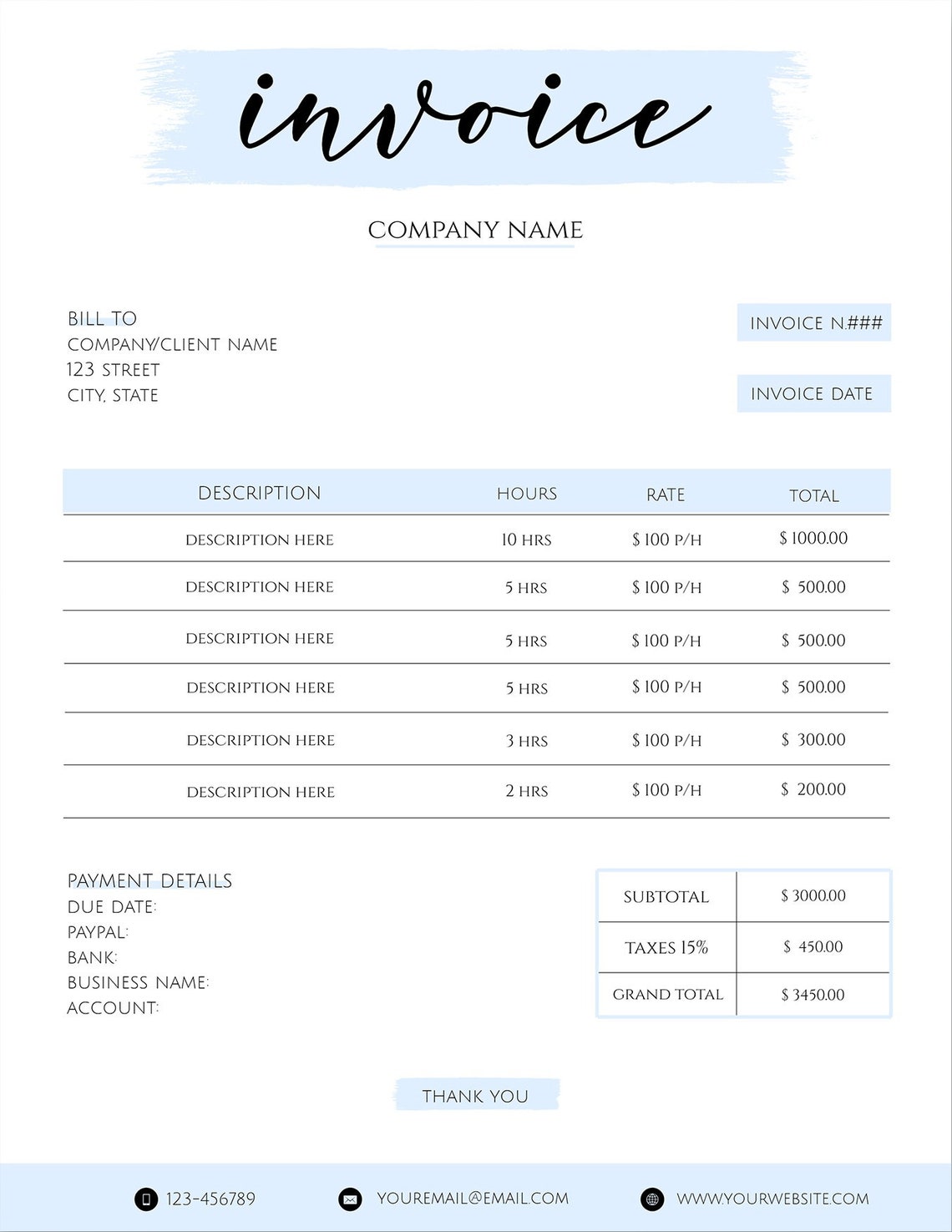 Etsy Invoice Template