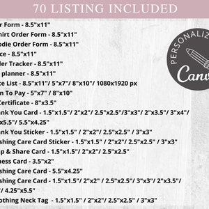clothing business bundle, clothing labels, daily planner, gift certificate, business cards, care instructions, tshirt order form, washing instructions,  invoice template, Price List, Qr Code Sign